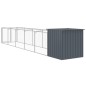 vidaXL Caseta perros con corral acero galvanizado gris 110x609x110 cm