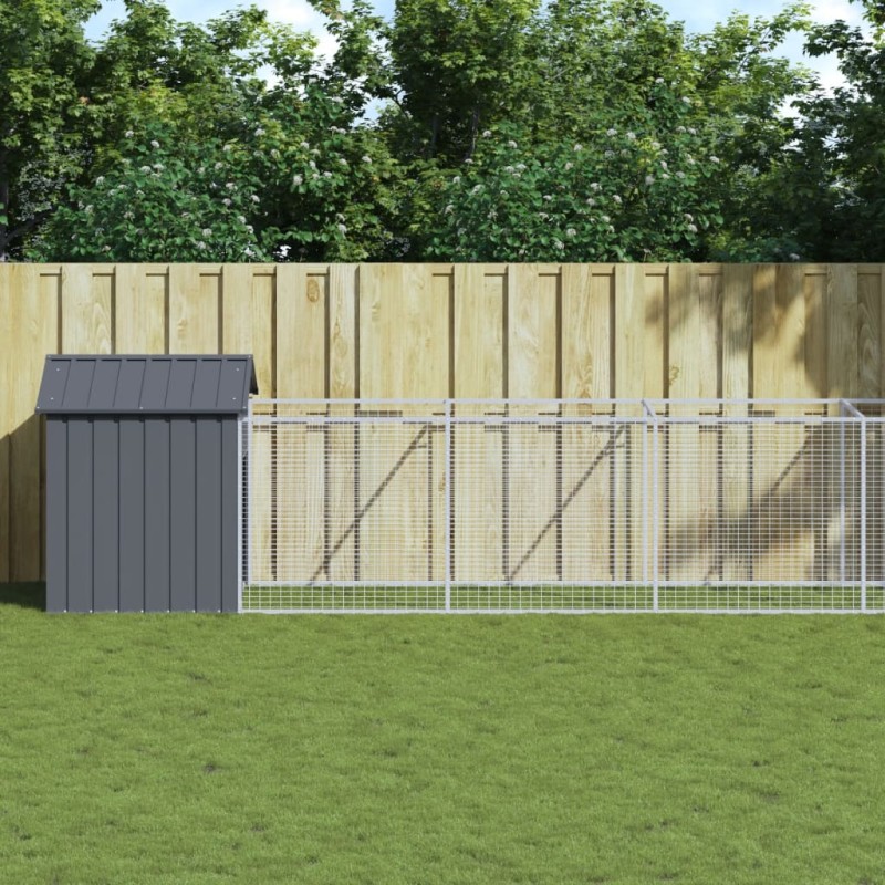 vidaXL Caseta perros con tejado acero galvanizado gris 117x1221x123 cm vidaXL Caseta perros con tejado acero galvanizado gris 117x1221x123 cm