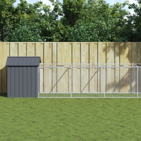 vidaXL Caseta perros con tejado acero galvanizado gris 117x1221x123 cm