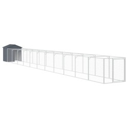 vidaXL Caseta perros con tejado acero galvanizado gris 117x1221x123 cm