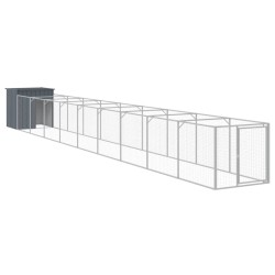 vidaXL Caseta perros con corral acero galvanizado gris 110x1017x110 cm