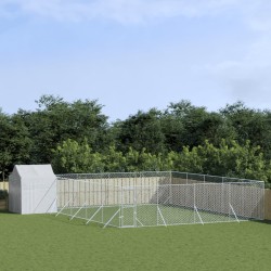 vidaXL Perrera exterior con techo acero galvanizado plata 10x10x2,5 m