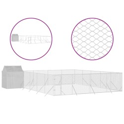 vidaXL Perrera exterior con techo acero galvanizado plata 10x10x2,5 m