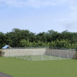 vidaXL Perrera exterior con toldo acero galvanizado plata 12x12x2,5 m