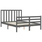 vidaXL Estructura de cama con cabecero madera maciza gris 140x190 cm vidaXL Estructura de cama con cabecero madera maciza gris 140x190 cm