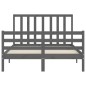 vidaXL Estructura de cama con cabecero madera maciza gris 140x190 cm vidaXL Estructura de cama con cabecero madera maciza gris 140x190 cm
