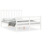 vidaXL Estructura cama de matrimonio con cabecero madera maciza blanco vidaXL Estructura cama de matrimonio con cabecero madera maciza blanco
