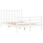 vidaXL Estructura cama de matrimonio con cabecero madera maciza blanco vidaXL Estructura cama de matrimonio con cabecero madera maciza blanco