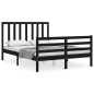 vidaXL Estructura de cama con cabecero madera maciza negro 120x200 cm vidaXL Estructura de cama con cabecero madera maciza negro 120x200 cm