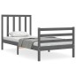 vidaXL Estructura de cama con cabecero madera maciza gris 90x200 cm