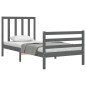 vidaXL Estructura de cama con cabecero madera maciza gris 90x200 cm