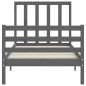 vidaXL Estructura de cama con cabecero madera maciza gris 90x200 cm