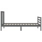 vidaXL Estructura de cama con cabecero madera maciza gris 90x200 cm