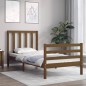 vidaXL Estructura cama y cabecero madera maciza marrón miel 100x200 cm