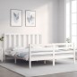 vidaXL Estructura de cama con cabecero madera maciza blanco 160x200 cm vidaXL Estructura de cama con cabecero madera maciza blanco 160x200 cm
