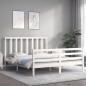 vidaXL Estructura de cama con cabecero madera maciza blanco 160x200 cm vidaXL Estructura de cama con cabecero madera maciza blanco 160x200 cm