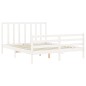 vidaXL Estructura de cama con cabecero madera maciza blanco 160x200 cm vidaXL Estructura de cama con cabecero madera maciza blanco 160x200 cm