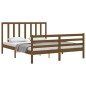 vidaXL Estructura de cama matrimonio con cabecero madera marrón miel