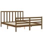 vidaXL Estructura de cama matrimonio con cabecero madera marrón miel
