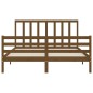 vidaXL Estructura de cama matrimonio con cabecero madera marrón miel