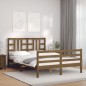 vidaXL Estructura cama y cabecero madera maciza marrón miel 140x200 cm