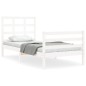 vidaXL Estructura de cama con cabecero madera maciza blanco 90x200 cm vidaXL Estructura de cama con cabecero madera maciza blanco 90x200 cm