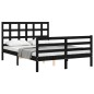 vidaXL Estructura de cama con cabecero madera maciza negro 120x200 cm vidaXL Estructura de cama con cabecero madera maciza negro 120x200 cm