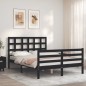 vidaXL Estructura de cama con cabecero madera maciza negro 120x200 cm vidaXL Estructura de cama con cabecero madera maciza negro 120x200 cm
