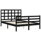 vidaXL Estructura de cama con cabecero madera maciza negro 120x200 cm vidaXL Estructura de cama con cabecero madera maciza negro 120x200 cm