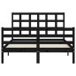 vidaXL Estructura de cama con cabecero madera maciza negro 120x200 cm vidaXL Estructura de cama con cabecero madera maciza negro 120x200 cm