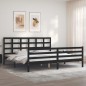 vidaXL Estructura de cama con cabecero madera maciza negro 200x200 cm vidaXL Estructura de cama con cabecero madera maciza negro 200x200 cm