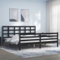 vidaXL Estructura de cama con cabecero madera maciza negro 200x200 cm vidaXL Estructura de cama con cabecero madera maciza negro 200x200 cm