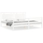 vidaXL Estructura cama de matrimonio con cabecero madera maciza blanco vidaXL Estructura cama de matrimonio con cabecero madera maciza blanco
