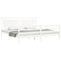 vidaXL Estructura cama de matrimonio con cabecero madera maciza blanco vidaXL Estructura cama de matrimonio con cabecero madera maciza blanco