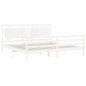 vidaXL Estructura cama de matrimonio con cabecero madera maciza blanco vidaXL Estructura cama de matrimonio con cabecero madera maciza blanco