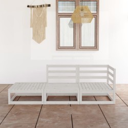 vidaXL Set de salón de jardín de 3 piezas blanco madera maciza de pino
