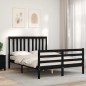 vidaXL Estructura de cama con cabecero madera maciza negro 120x200 cm vidaXL Estructura de cama con cabecero madera maciza negro 120x200 cm