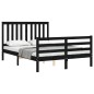 vidaXL Estructura de cama con cabecero madera maciza negro 120x200 cm vidaXL Estructura de cama con cabecero madera maciza negro 120x200 cm
