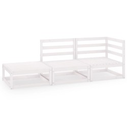 vidaXL Set de salón de jardín de 3 piezas blanco madera maciza de pino