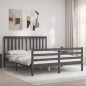vidaXL Estructura de cama con cabecero madera maciza gris 160x200 cm vidaXL Estructura de cama con cabecero madera maciza gris 160x200 cm