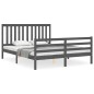 vidaXL Estructura de cama con cabecero madera maciza gris 160x200 cm vidaXL Estructura de cama con cabecero madera maciza gris 160x200 cm