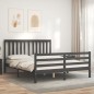 vidaXL Estructura de cama con cabecero madera maciza gris 160x200 cm vidaXL Estructura de cama con cabecero madera maciza gris 160x200 cm