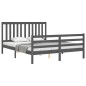 vidaXL Estructura de cama con cabecero madera maciza gris 160x200 cm vidaXL Estructura de cama con cabecero madera maciza gris 160x200 cm