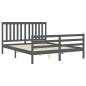 vidaXL Estructura de cama con cabecero madera maciza gris 160x200 cm vidaXL Estructura de cama con cabecero madera maciza gris 160x200 cm
