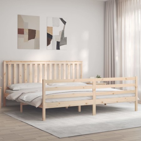 vidaXL Estructura de cama con cabecero madera maciza 200x200 cm