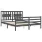 vidaXL Estructura de cama con cabecero madera maciza gris 160x200 cm