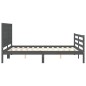 vidaXL Estructura de cama con cabecero madera maciza gris 160x200 cm