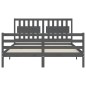 vidaXL Estructura de cama con cabecero madera maciza gris 160x200 cm