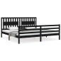 vidaXL Estructura de cama con cabecero madera maciza negro 200x200 cm vidaXL Estructura de cama con cabecero madera maciza negro 200x200 cm