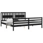 vidaXL Estructura de cama con cabecero madera maciza negro 200x200 cm vidaXL Estructura de cama con cabecero madera maciza negro 200x200 cm